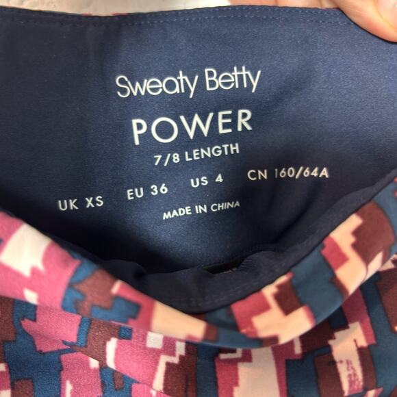 SWEATY BETTY POWER POCKET WORKOUT WOMEN LEGGINGS IN PINK CHECK PRINT SIZE US 4 - Picture 6 of 7